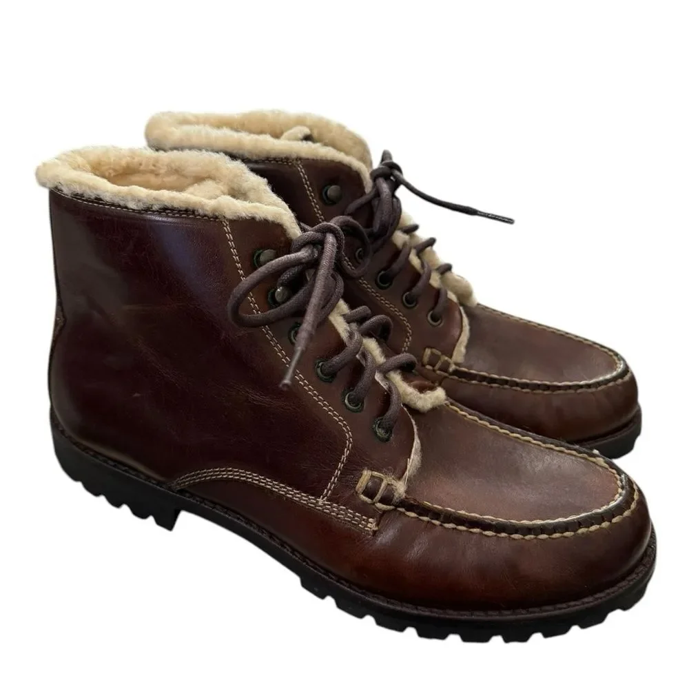 New Cole Haan Men's Borden Brown Leather Chukka Fleece Boots 7.5  7.5M